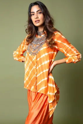 Asymmetric Shirt With Straight Leg Pants