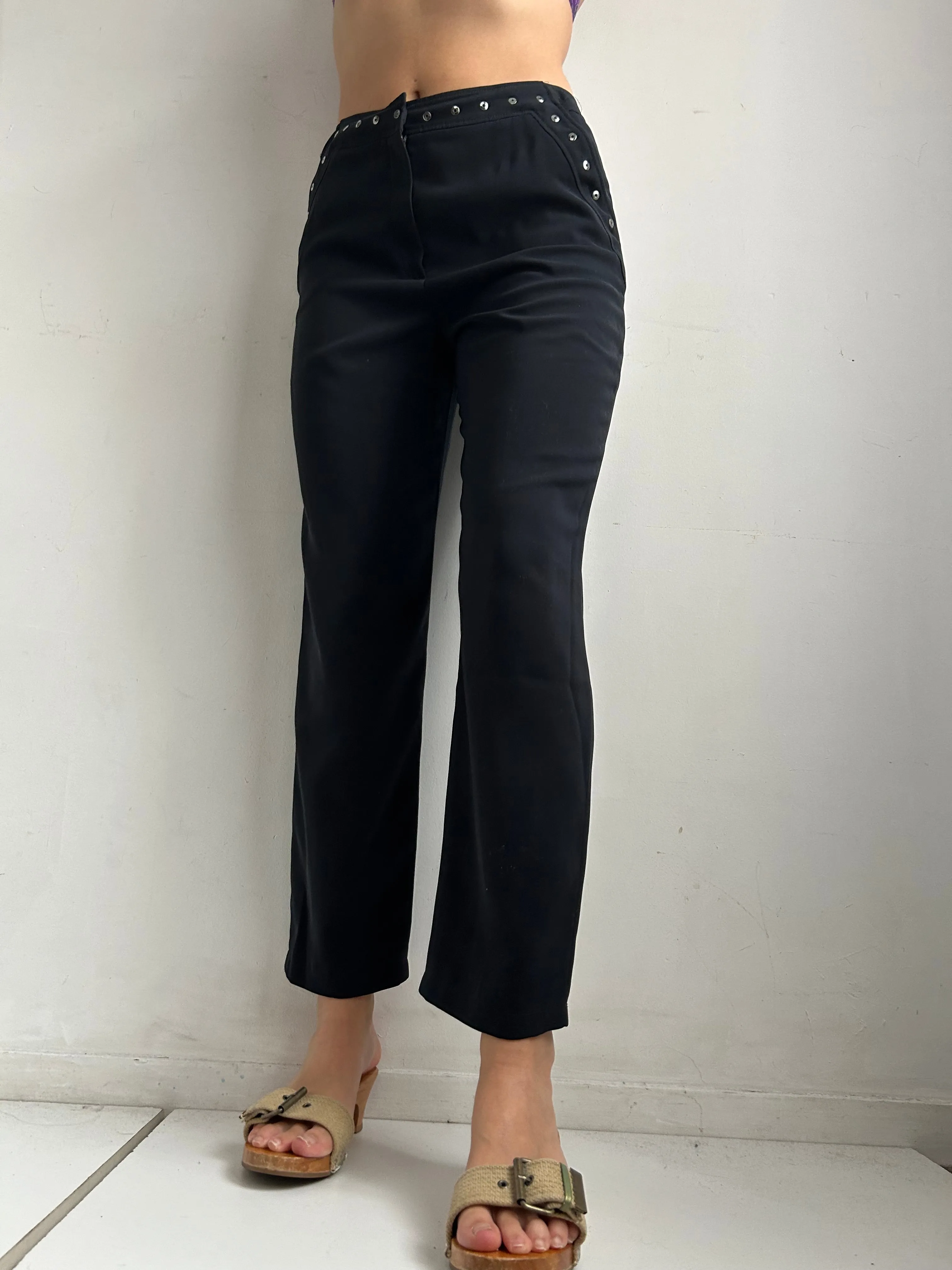 Black mid rise office pants (S)