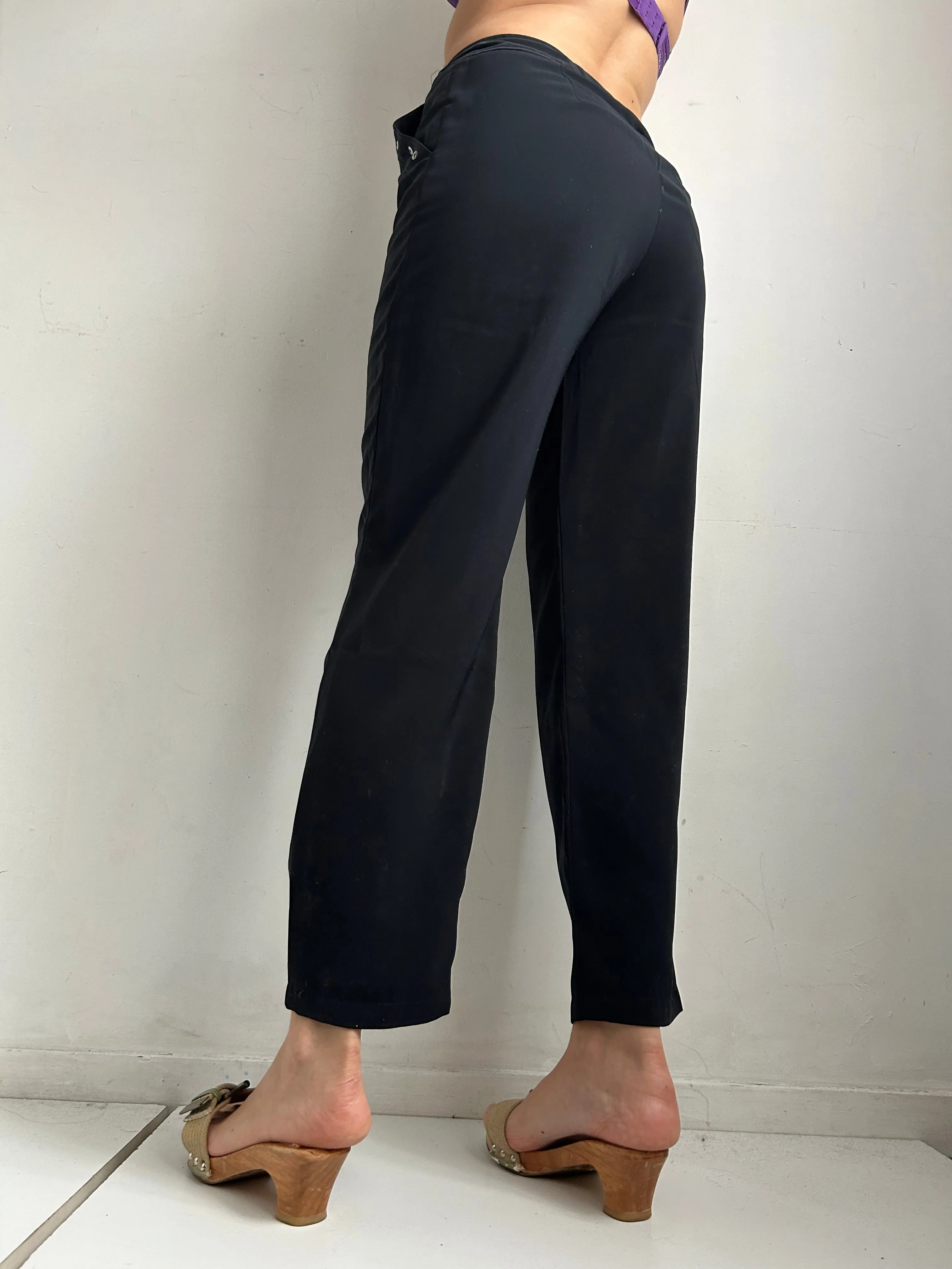 Black mid rise office pants (S)