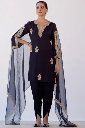 Black Sequins Embroidered Dhoti Set