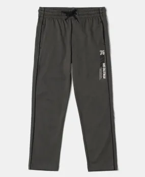 Boy's Super Combed Cotton Rich Graphic Printed Trackpants with Contrast Side Piping - Deep Olive