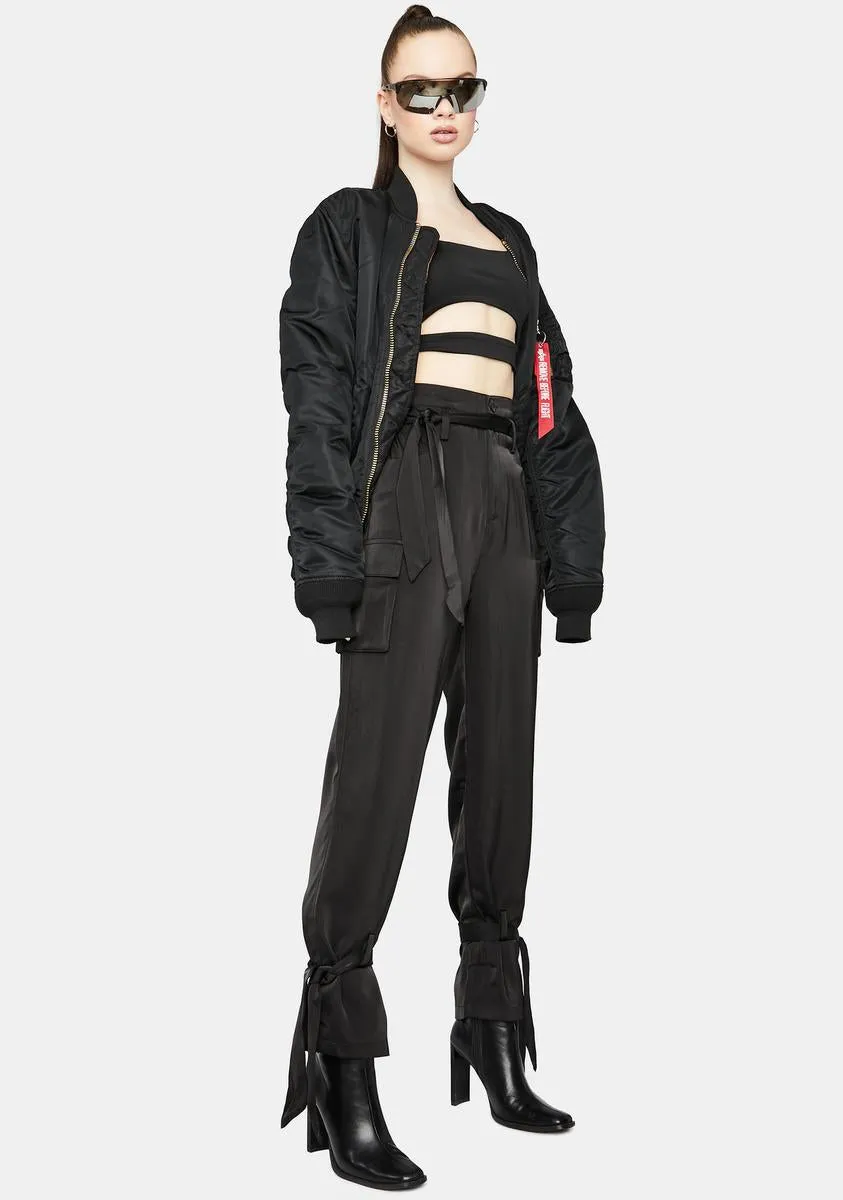 Hit My Line High Waisted Ankle Tie Cargo Pants