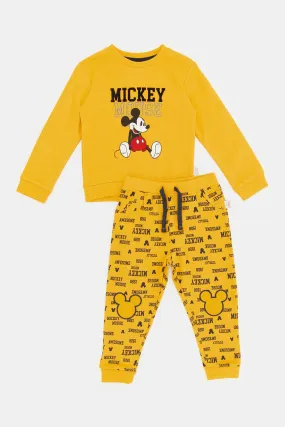 Infant Boys Mustard Mickey Mouse Jogging Suit (2 Piece)