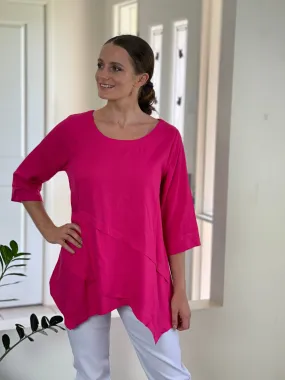 Karla Fuchsia Linen Top