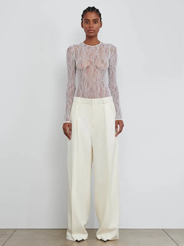 Low Rise Tuxedo Trouser in Off White