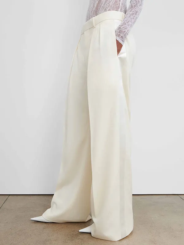 Low Rise Tuxedo Trouser in Off White
