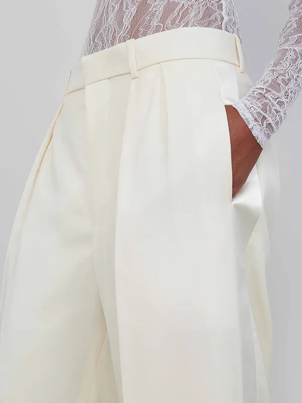 Low Rise Tuxedo Trouser in Off White