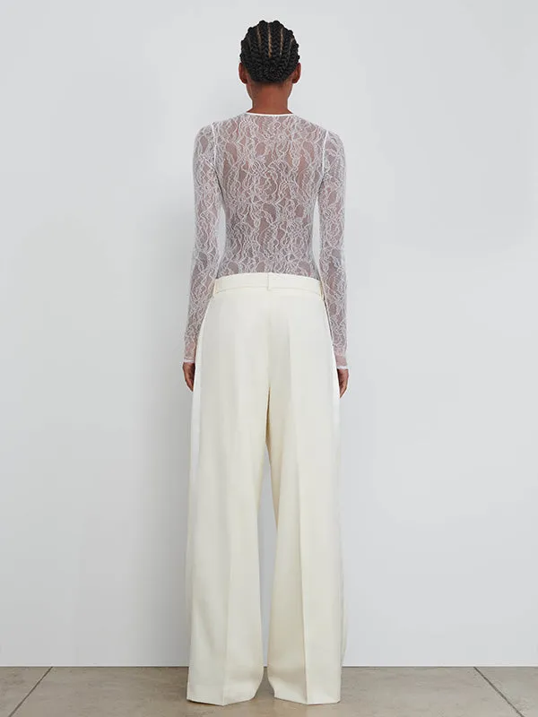Low Rise Tuxedo Trouser in Off White
