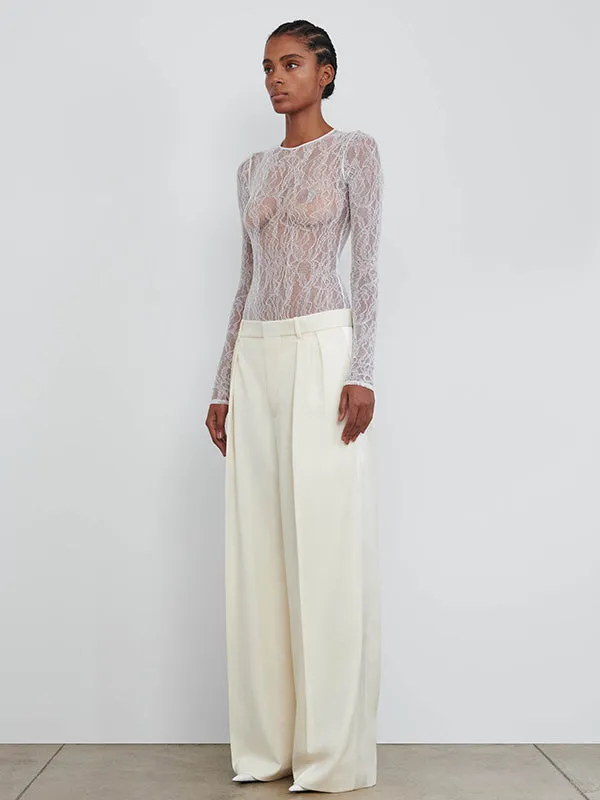 Low Rise Tuxedo Trouser in Off White