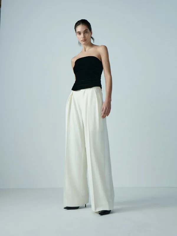 Low Rise Tuxedo Trouser in Off White