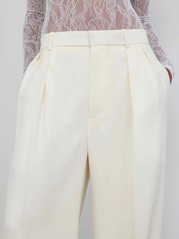 Low Rise Tuxedo Trouser in Off White