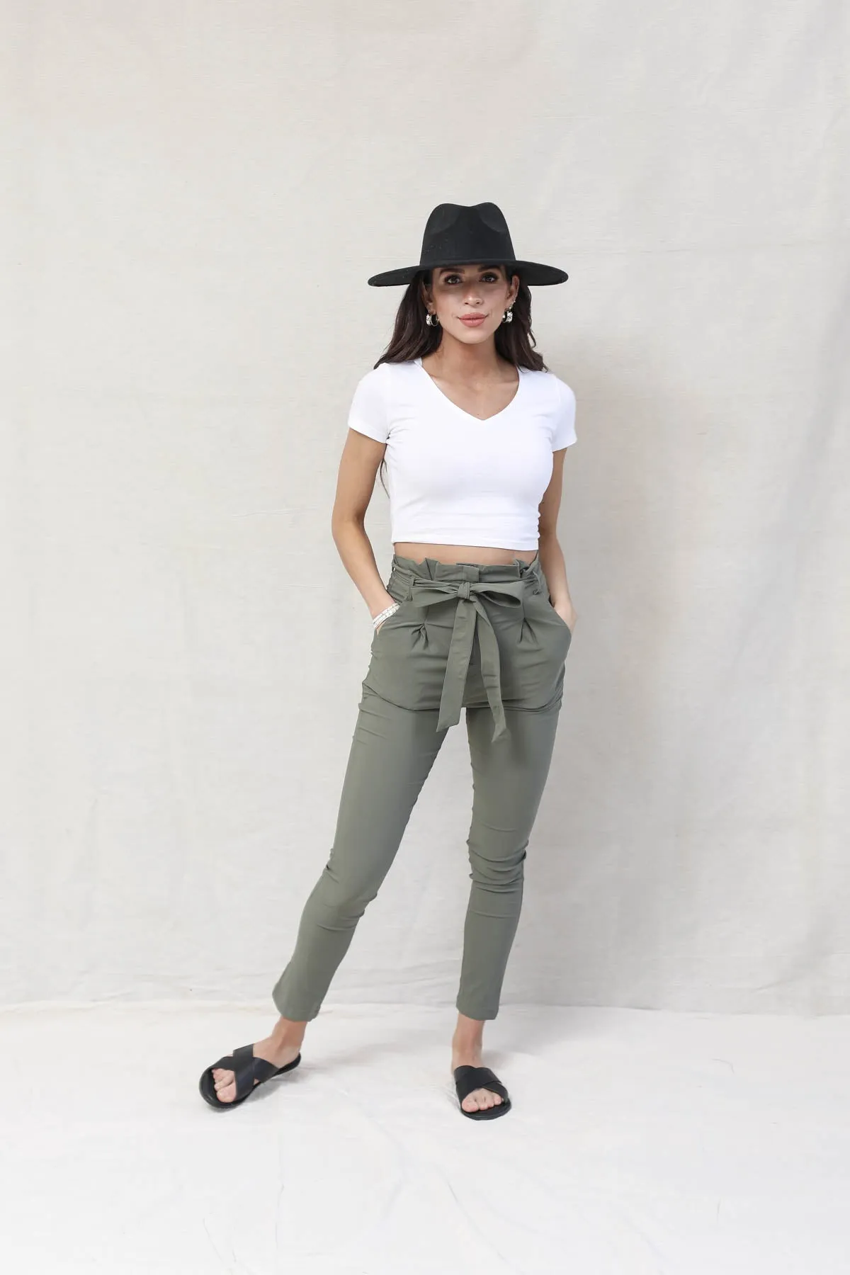 Luxe Solid Belted Pants