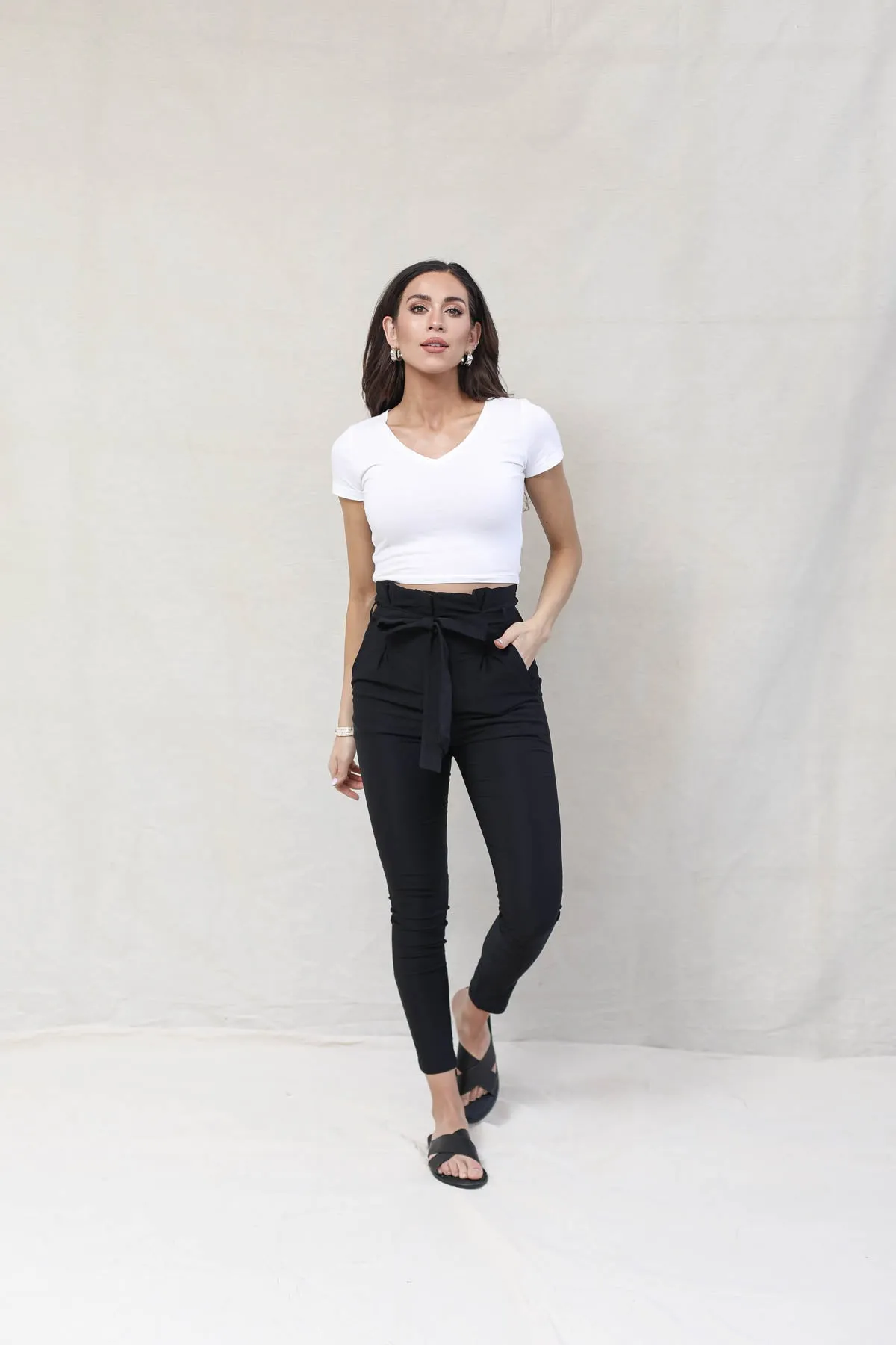 Luxe Solid Belted Pants