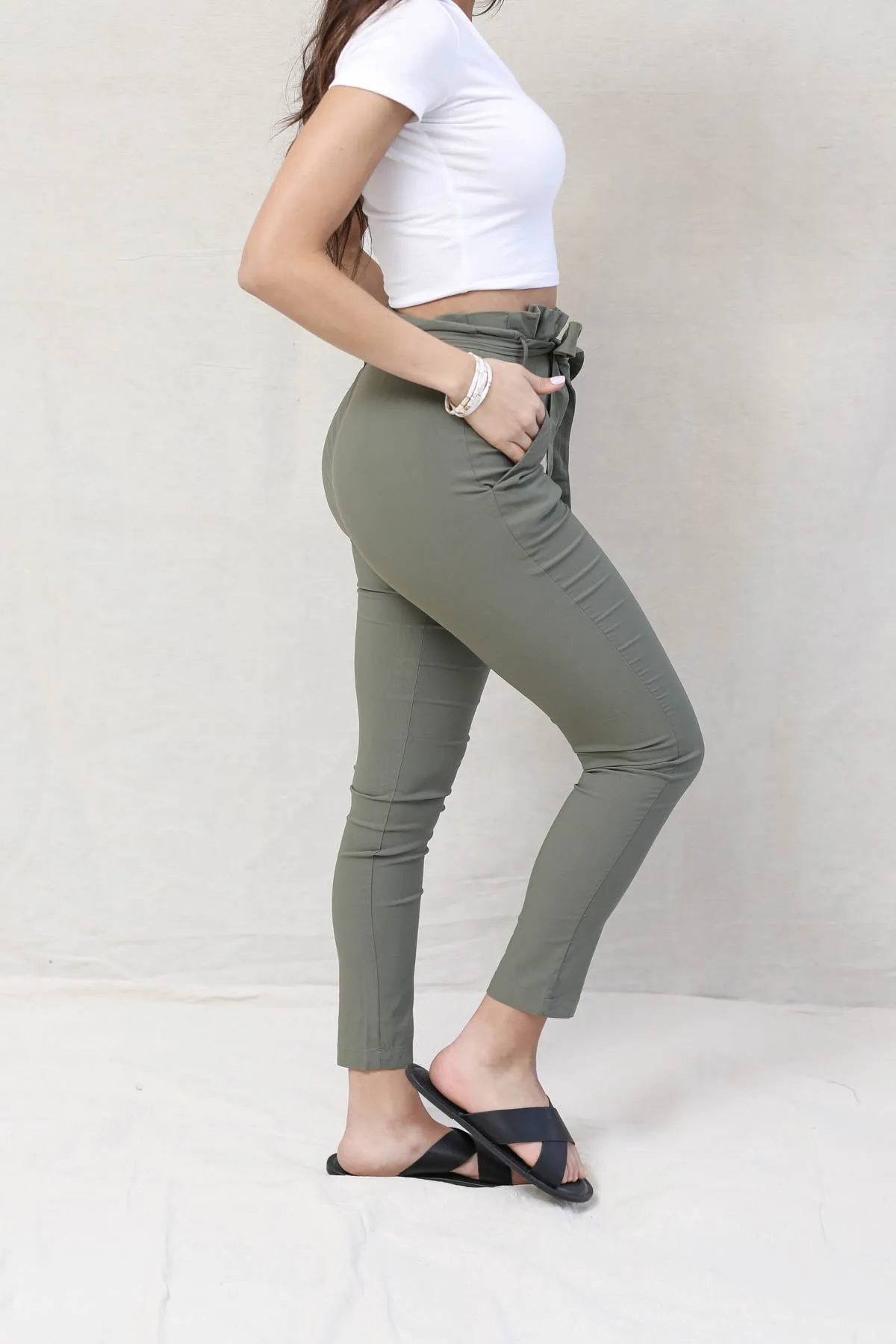Luxe Solid Belted Pants