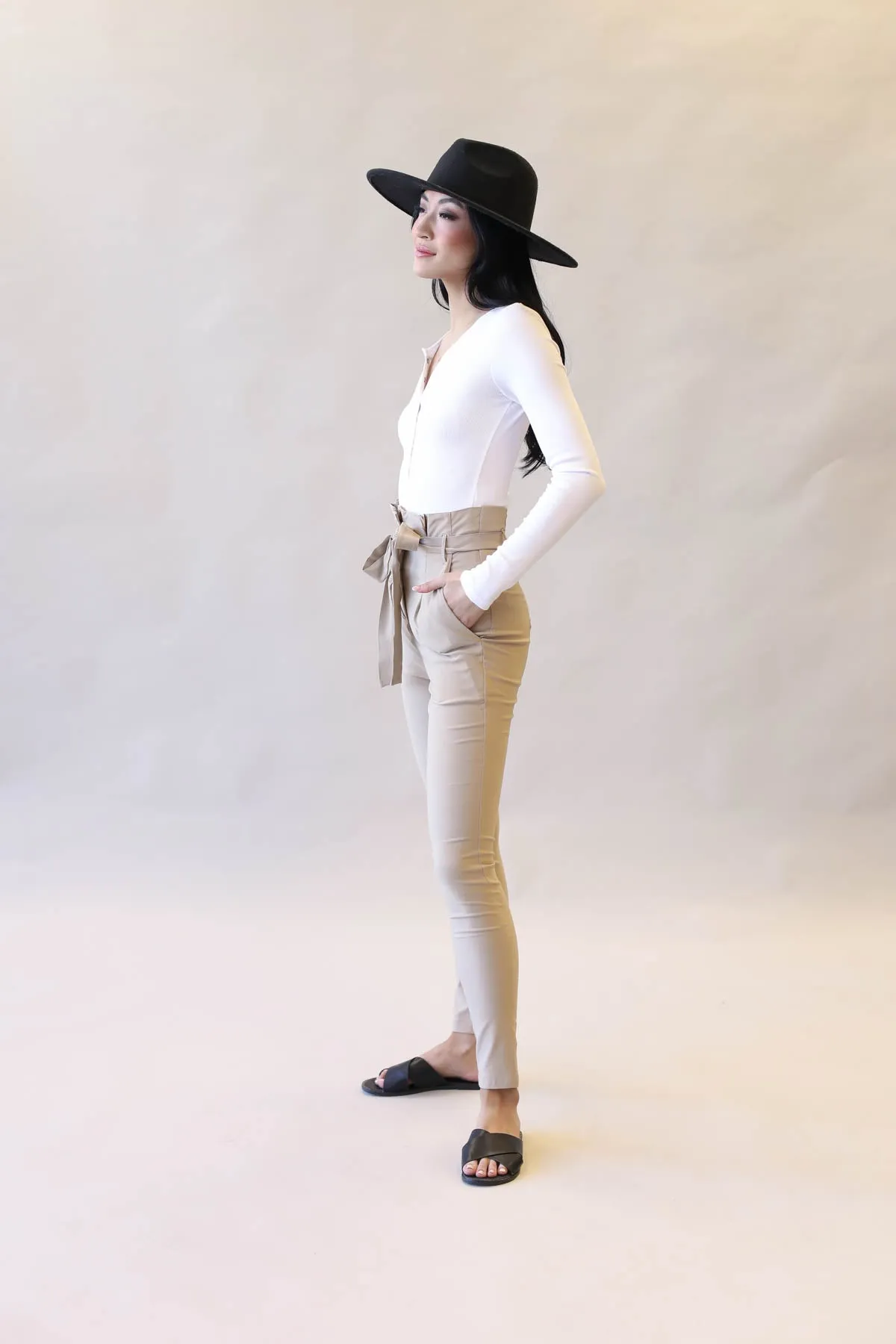 Luxe Solid Belted Pants