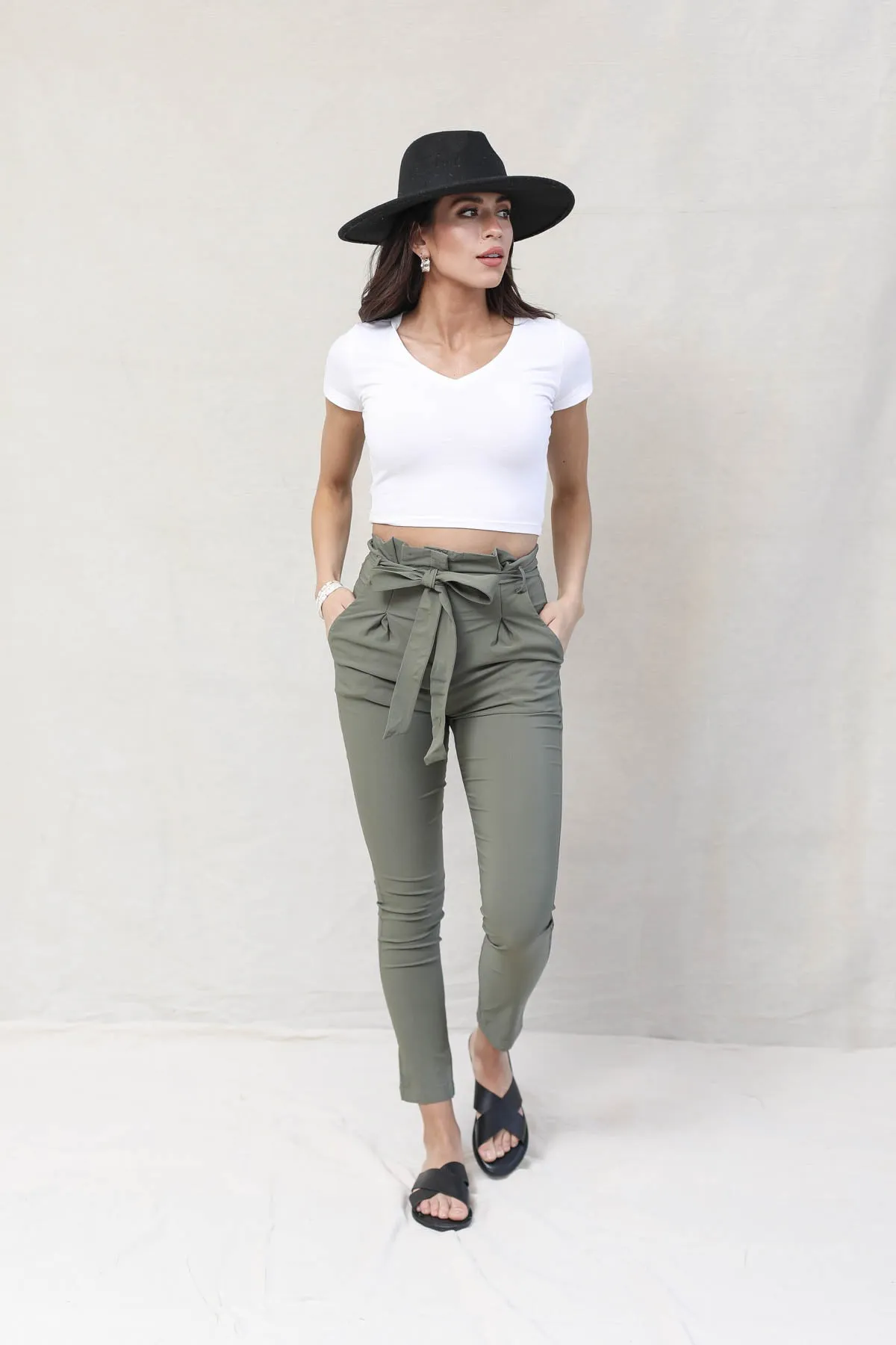 Luxe Solid Belted Pants
