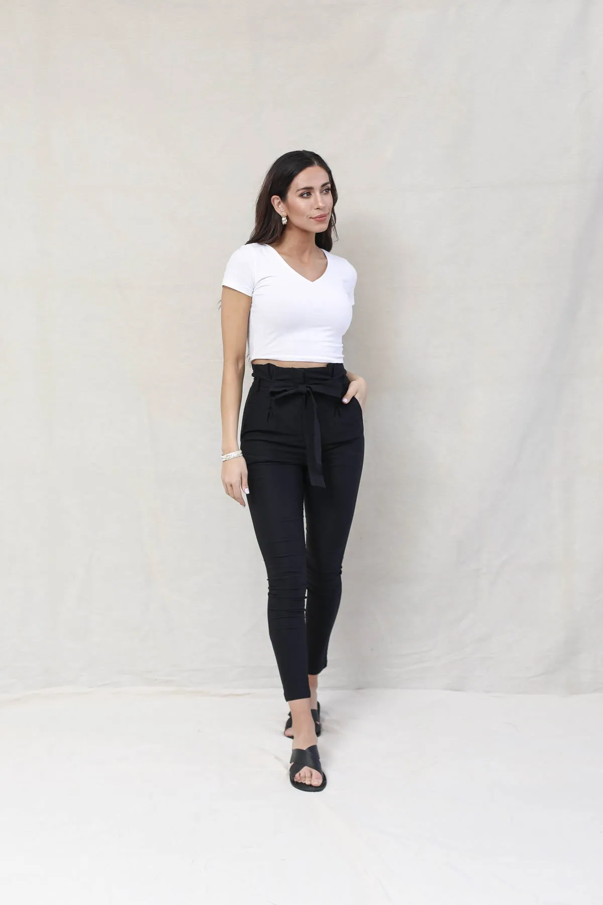 Luxe Solid Belted Pants