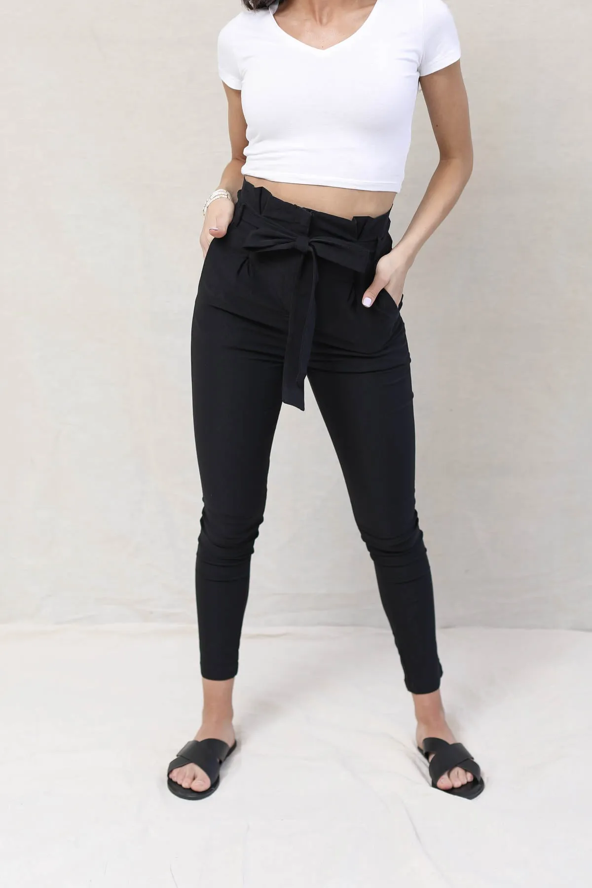 Luxe Solid Belted Pants