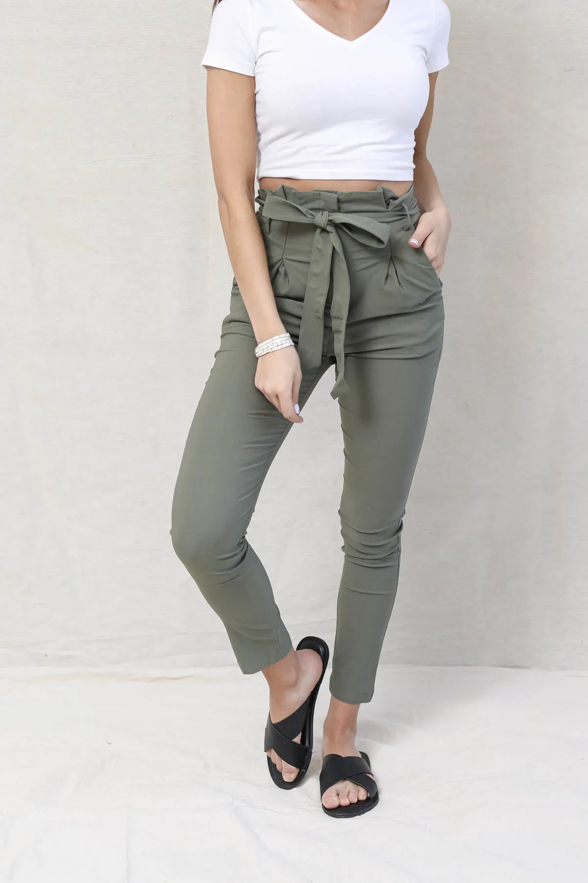 Luxe Solid Belted Pants