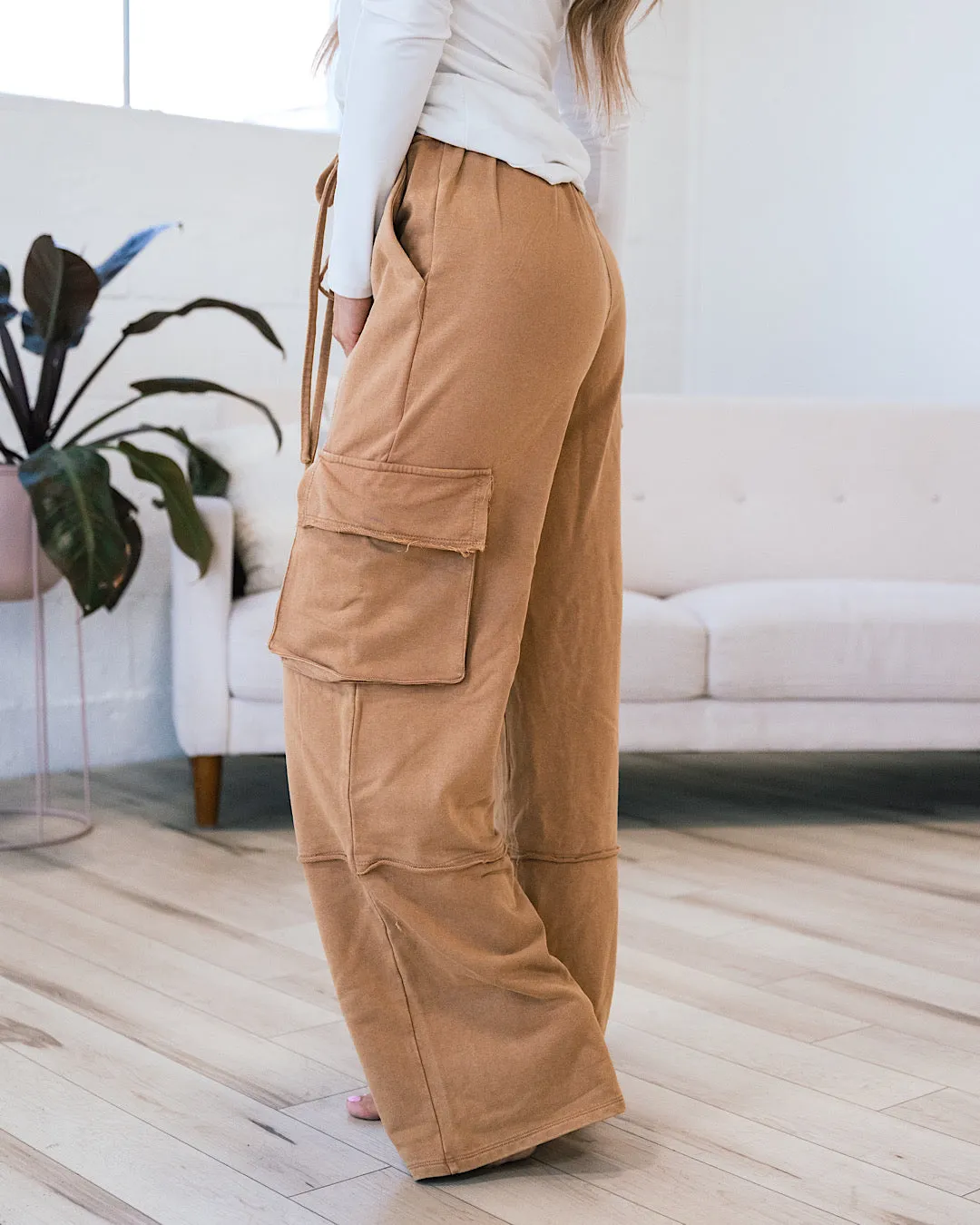 Nova Wide Leg Cargo Pants - Caramel