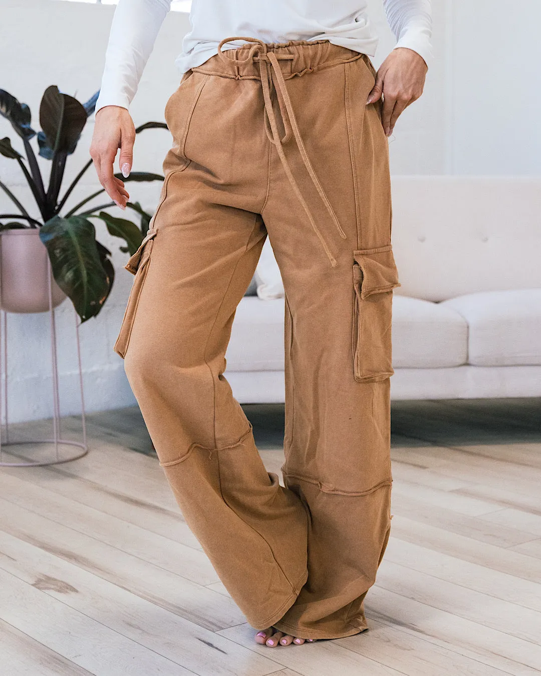 Nova Wide Leg Cargo Pants - Caramel