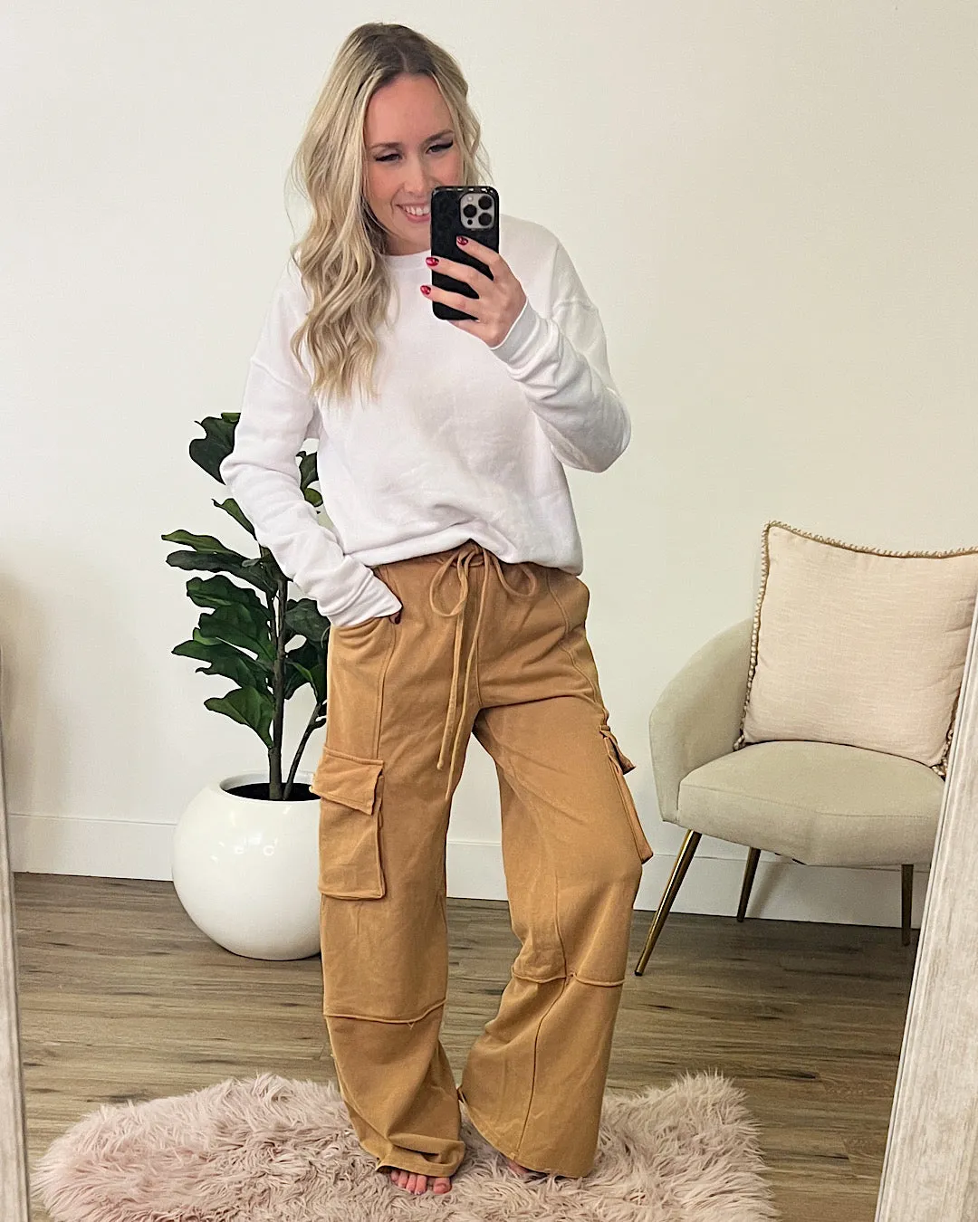 Nova Wide Leg Cargo Pants - Caramel