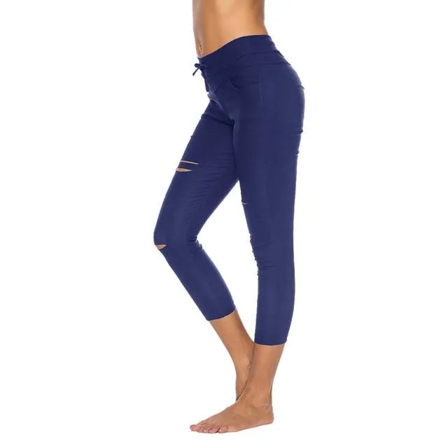 Pencil Lace Up Waist  Multi Pockets Cargo Slim Fit Pants