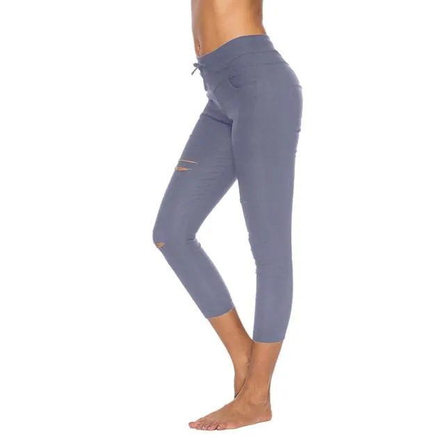 Pencil Lace Up Waist  Multi Pockets Cargo Slim Fit Pants