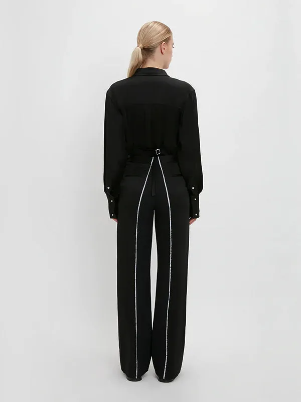 Straight Leg Deconstructed Trouser in Black