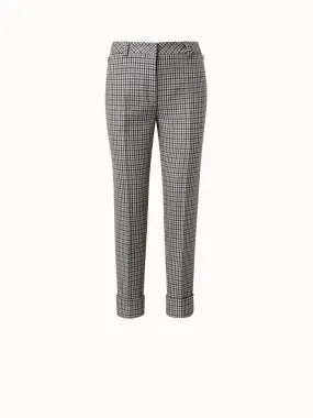Tapered 7/8 Woll-Hose mit Hahnentritt-Muster
