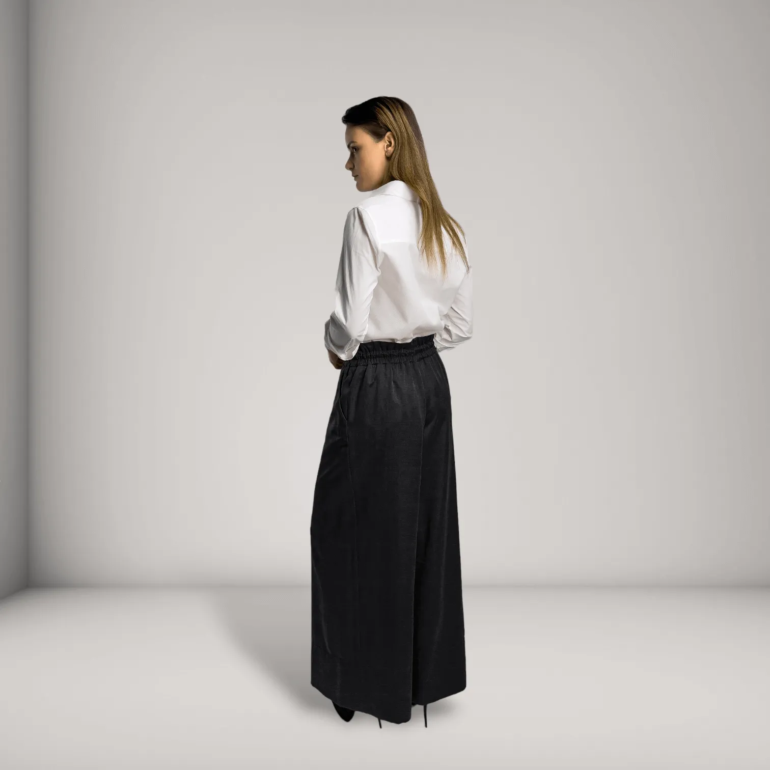 Vegan Silk Wide-Leg Pants - Linen & Cupro | Black