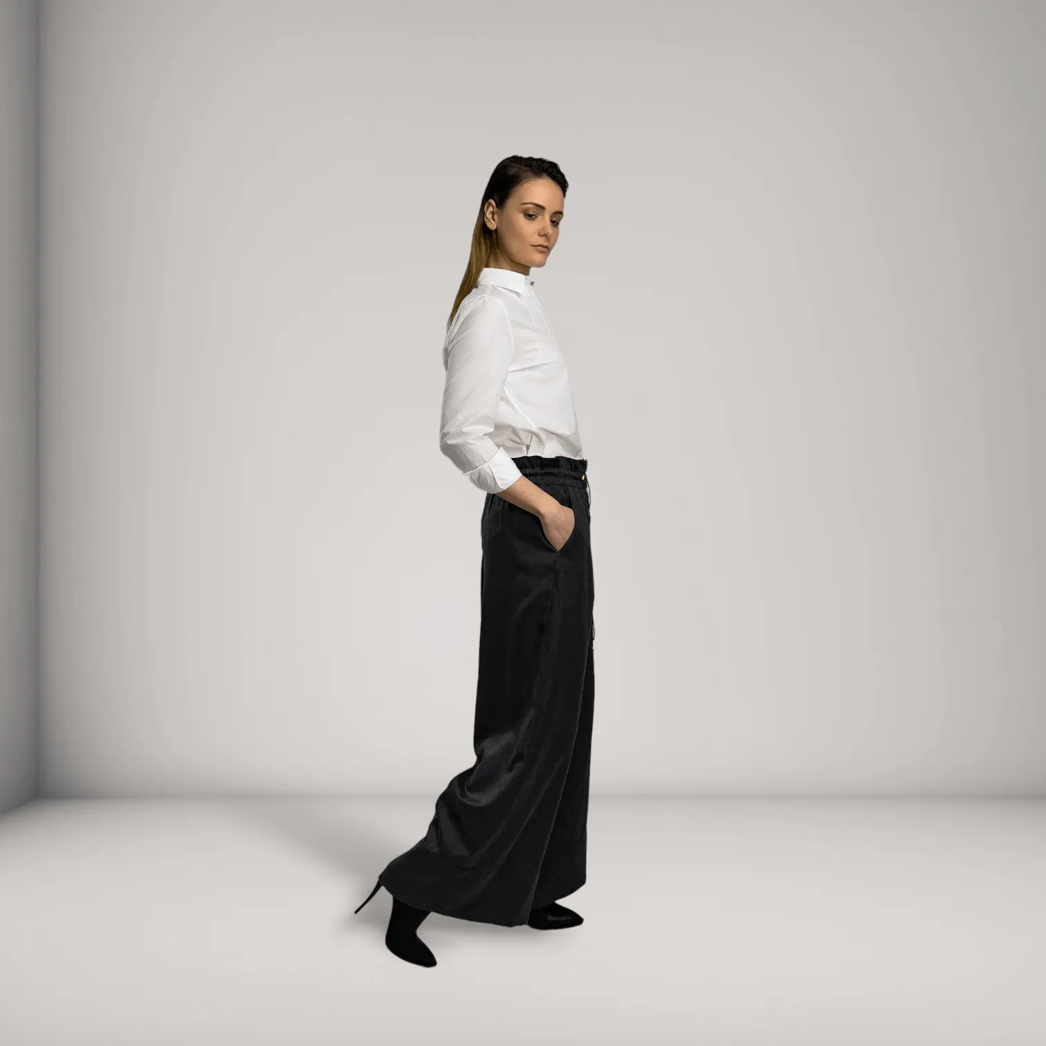 Vegan Silk Wide-Leg Pants - Linen & Cupro | Black