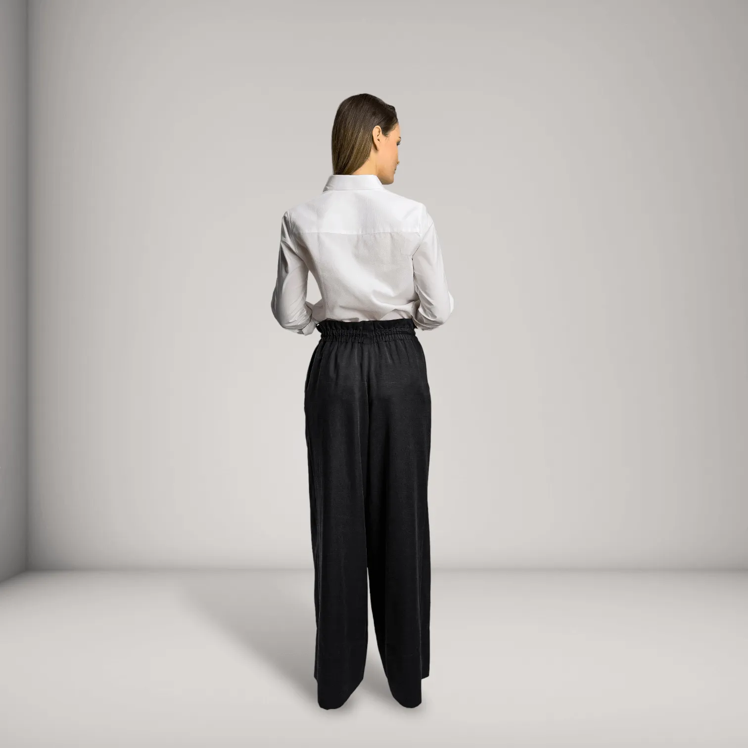 Vegan Silk Wide-Leg Pants - Linen & Cupro | Black